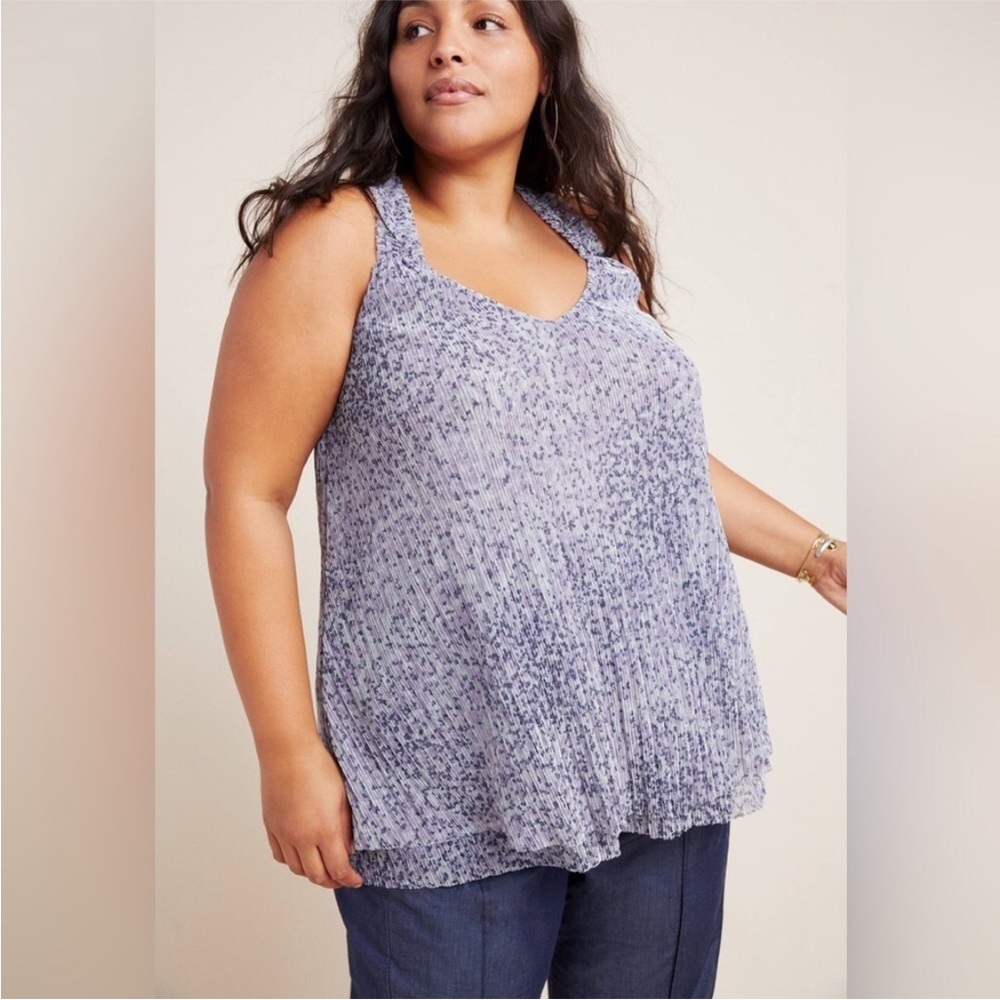 Anthropologie Metallic Shimmer Sleeveless Top - size Large - ruffle strap tank